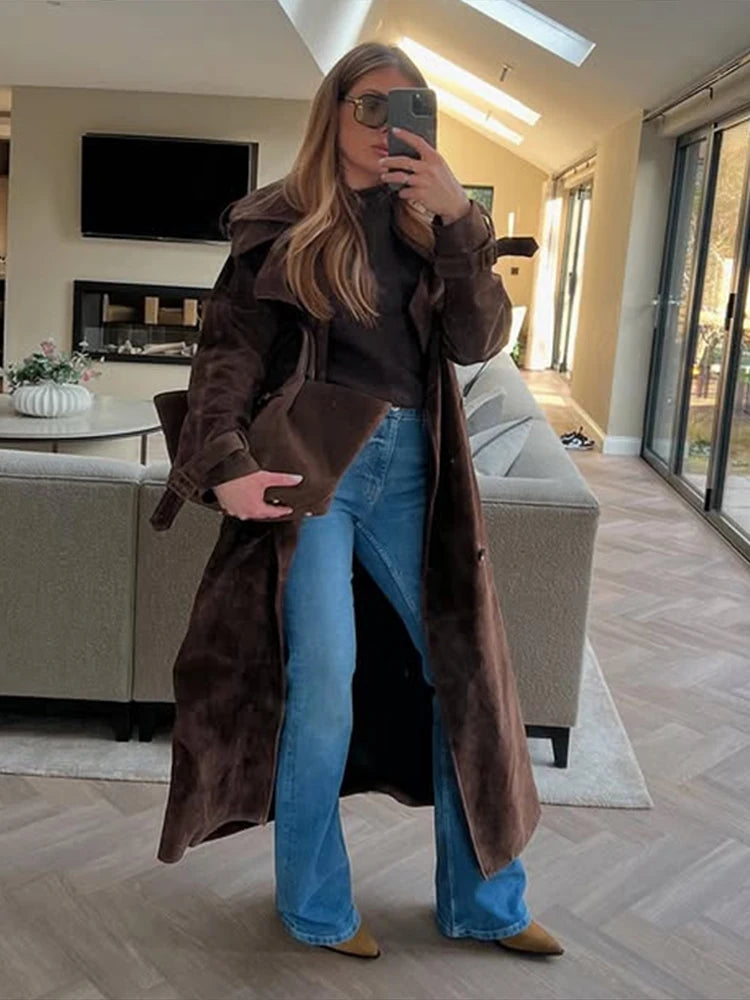 Dame Ruskindsjakke – Lang, Varm & Stilfuld